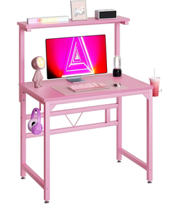 โต๊ะเล่นเกม 2 ชั้น สไตล์สีชมพู พร้อมชั้นวางของ - Product Image 2