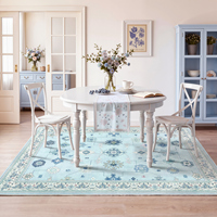 Boho Blau 5x7 Waschbare Teppiche für Wohnzimmer, Weiche Rutschfeste Teppiche für Schlafzimmer Kinderzimmer, Farmhaus Vintage Ultra Dünne Innenraumteppiche