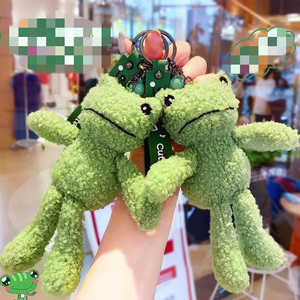 Porte-clés Grenouille en Peluche Verte, Forme 3D, Rembourrage en Coton PP Doux, Pendentif Jouet Dessin Animé pour Sac ou Porte-clés - Product Image 1
