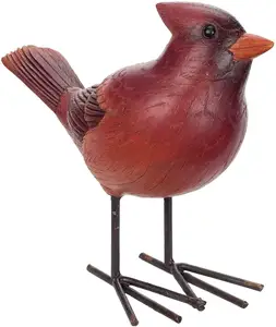 4 Inch Decor Standbeelden Handgemaakte Kleine Rode Kardinaal Vogel Ambachten Hars Vogel Beeldjes