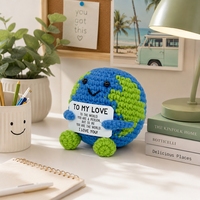 Poupée en Peluche Crochetée Personnalisée avec Texte, Cadeau d'Anniversaire ou de Saint-Valentin, Balle Terrestre en Coton PP, Confortable et Positive