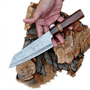 Custom Hand-Made Modern Damascus 12-inch <b>Kitchen</b> Chef <b>Knife</b> Bevel Edge Straight Back Razor <b>Sharp</b> Wood Handle Leather Sheath - Product Image 1