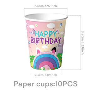 Juego de suministros para fiesta de cumpleaños con temática de <span class=keywords><strong>Gaby</strong></span> Magic House, que incluye platos de papel, vasos, Pancarta, globos para niños, decoraciones de celebración - Product Image 4