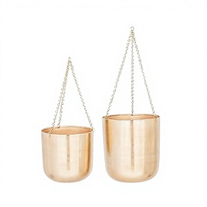 LUXURY ROSE GOLD HANGING CAST IRON PLANTER 3L ECO-FRIENDLY HOME & GARDEN OUTDOOR METAL DECOR - Product Image 1
