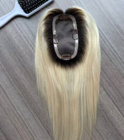 2026 Topper Mono 3x6 Blanc, 100% Cheveux Humains, Postiche à Clipser pour Femmes aux Cheveux Fins, Base Invisible Effet Cuir Chevelu Naturel