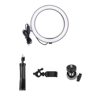 Anneau lumineux LED de bureau 8 pouces avec support réglable, 3 modes de couleur, anneau lumineux à intensité variable avec support de téléphone pour diffusion en direct