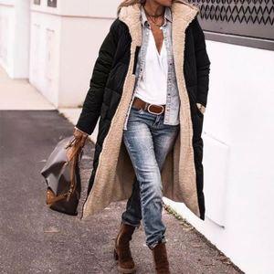 Manteau en peau de mouton surdimensionné pour femmes - <span class=keywords><strong>Veste</strong></span> d'hiver longue en polaire pelucheuse - Product Image 2