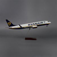 Modèle d'avion en résine moulée sous pression Boeing B737 Ryanair à l'échelle 1/85, 47 cm, avec LED et trains d'atterrissage, objet de collection