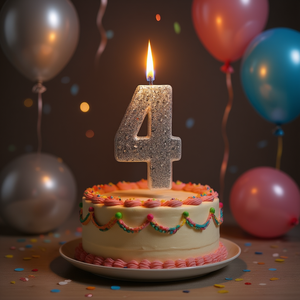 Vela Plateada con Purpurina para Fiestas, Número 4, 6 cm, Velas de Cumpleaños - Product Image 3