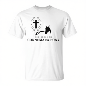 Camiseta God Bless My Connemara Pony de manga corta, unisex, con cuello redondo, regalo religioso de iglesia para amantes de los caballos - Product Image 1