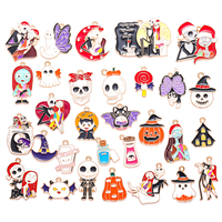 30 Styles Émail Charme Dessin Animé Animal Boucles D'oreilles Pendentif DIY Porte-clés Collier Bijoux Pendentif Collier Halloween Pâques Cadeau W326