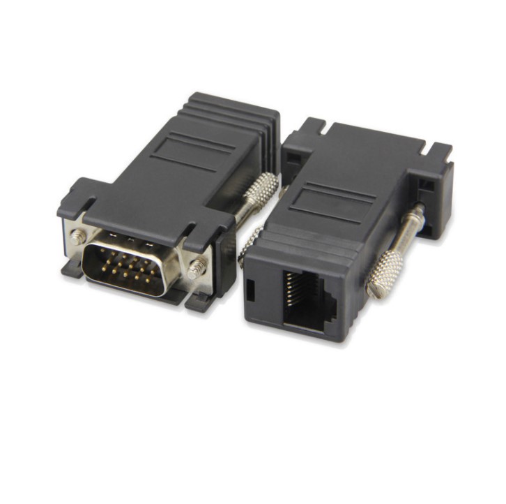 Горячая Распродажа, черный переходник-преобразователь VGA папа-RJ45 мама через Cat5 Cat6 сетчатый кабель (65 футов/20 м, VGA Папа + мама на RJ45)