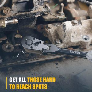 Juego de trinquete de cabeza flexible de acero de 6 piezas 1/4 \ "<span class=keywords><strong>3</strong></span>/8 \" Sistema de medición métrica - Product Image 2