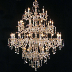 Proyecto de hotel Lámpara colgante de aleación de zinc Vela grande dorada Candelabros de cristal de boda de lujo <span class=keywords><strong>Luz</strong></span> colgante - Product Image 6