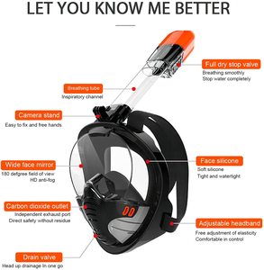 Maschera Subacquea Integrale in Silicone Antiappannamento per Snorkeling e Apnea, con Rivestimento Antiappannamento, per Bambini e Adulti, per Respirazione Libera - Product Image 2