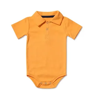 Boys summer clothes 100% cotton Polo Collar Baby Romper custom bodysuits newborn onesie