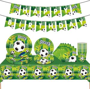 Forniture per feste di <span class=keywords><strong>calcio</strong></span> per 20 ospiti tema <span class=keywords><strong>calcio</strong></span> Set di stoviglie di compleanno decorazioni per la tavola bomboniere piatti di carta tovaglioli forchette - Product Image 1