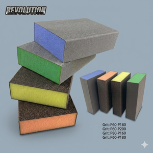 Bloc de ponçage <span class=keywords><strong>double</strong></span> face humide/sec, éponge abrasive souple, plaque en mousse, dureté moyenne, feuille de papier abrasif carrée, forme rectangulaire - Product Image 2