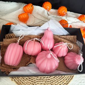 Handmade Pumpkin Shaped Scented <b>Candle</b> <b>Set</b> Multi‑color Fall Harvest Decor <b>Candle</b> For Halloween Home Table Atmosphere Ornament - Product Image 5