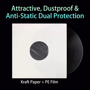 Weiße Kraftpapier-Schallplattenhülle PO Polyethylen-Innenhülle für 12 Zoll 10 Zoll 7 Zoll LP - Product Image 2