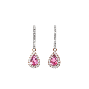 Pendientes de Dos Tonos E4350 con Circonita en Forma de Pera y Engaste de Bisel, Joyería de Moda Romántica para Mujer - Product Image 1
