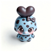 Figurine d'action personnalisée en PVC et ABS, bleu clair avec taches marron foncé, jouet en forme de cœur avec emballage personnalisé, service OEM d'usine chinoise