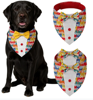 Bandana d'anniversaire pour chien en gros, foulard formel en coton pour animaux de compagnie avec nœud papillon pour costume de fête d'anniversaire