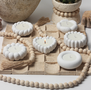 Witte cementen kaarsenhouder, op maat gemaakte sojawas kaarsenhouder, kerstkaarsenmaak cadeauset, handgemaakt, op maat gemaakt logo, uniek - Product Image 1