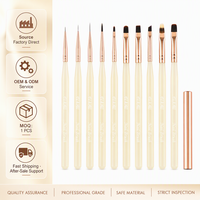 Pinceau à ongles plat en acrylique de qualité supérieure, poils en nylon durables, pour manucure, peinture au gel, salon, fournitures DIY