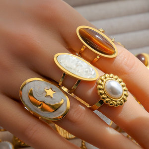 Anelli aperti a goccia in smalto contemporaneo-gioielli di moda regolabili in acciaio inossidabile con Design artistico colorato - Product Image 3