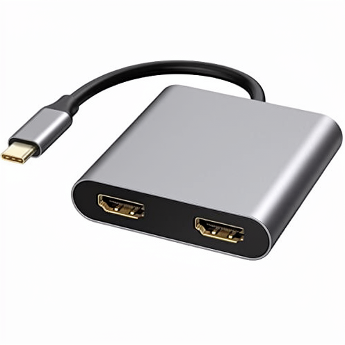 USB-C to Dual HDTV 4K 60Hz Extend 2 Monitors Multiport Hub Adapter Compatible with MacBook Pro/Air Laptop Mobile Phone Tablet