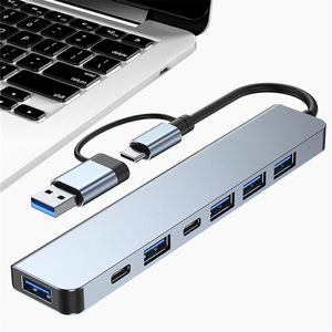 <span class=keywords><strong>7</strong></span>-in-1 PD5W อุปกรณ์หลายตัวโอนแบบพกพามือถือ HUB Dual-head USB/ประเภท C 3.0 USB hub ประเภท c พอร์ต usb hub - Product Image 2