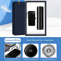 Ensemble cadeau d'entreprise en acier inoxydable avec logo personnalisé, tasse isotherme intelligente, batterie externe, cadeaux promotionnels d'entreprise pour les clients
