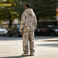 Veste de sport personnalisée en coton tricoté 100% 500 g/m², brodée, pour homme, coupe oversize, avec fermeture éclair et capuche
