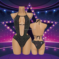 S748 nouveau Design strass body étincelant danseur tenues exotique fait Spandex Nylon taille unique pôle Festivals compétitions