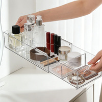 Meuble de rangement de bureau télescopique en plastique transparent OEM, design moderne et minimaliste, grande capacité, pour coiffeuse