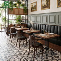 Ensemble de mobilier commercial pour hôtels et restaurants, style européen vintage, banquette, table à manger en bois durable et écologique, en bois courbé