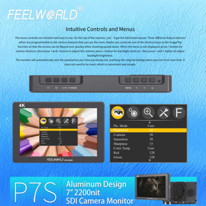 Monitor de Cámara Profesional FEELWORLD P7S con Controles Superiores, <span class=keywords><strong>Zebra</strong></span> e Histograma, Logotipo de Arranque Personalizado, Producción en Volumen - Product Image 5