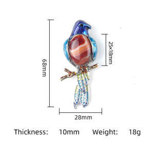 रत्न जड़ा ब्रोच लटकन हार रेट्रो तोता पिन और लटकन विंटेज क्रिस्टल एगेट मिश्र धातु तामचीनी पक्षी ब्रोच आकर्षण - Product Image 5