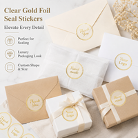 Étiquettes autocollantes personnalisées en feuille d'or transparente, autocollants en vinyle transparent, autocollants étanches à forte adhérence, scellés d'emballage personnalisés avec logo