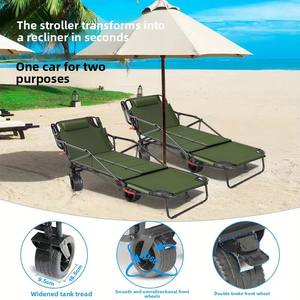 Silla Plegable Reclinable <span class=keywords><strong>para</strong></span> Exteriores, <span class=keywords><strong>Playa</strong></span> y Camping, con Ruedas Universales y Carrito Pequeño - Product Image 3