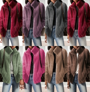 Manteau d'hiver en polaire shaggy chaud et court, grande taille, avec fermeture éclair, style mode - Product Image 2