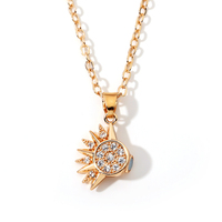 2 pièces femmes hommes mode saint valentin bijoux or soleil argent bleu Zircon lune pendentif magnétique Couple correspondant colliers