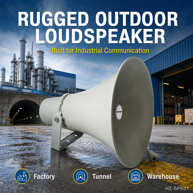 HZ-SPK01 Outdoor Metal ONVIF SIP Horn Speaker IP PoE Horn Speaker for Network Paging