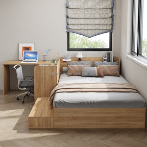 Juegos de Muebles Modulares para Apartamentos, Personalizables, Económicos y que Ahorran Espacio, Cama de Madera Resistente con Escritorio en Forma de L y Armario - Product Image 6