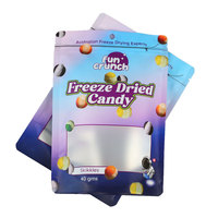 Op maat gedrukte aluminiumfolie diepvriesdroogde snoepdoypack staande pouch voedselverpakking mylar zakken met transparant venster
