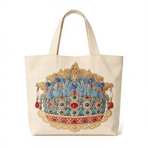 Sac fourre-tout en toile de style vintage, design <span class=keywords><strong>rétro</strong></span>, pour femmes et hommes, pour les trajets quotidiens, les courses, les voyages, logo personnalisé imprimable, fermeture à glissière en corde - Product Image 1