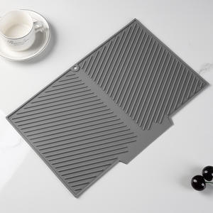 실리콘 식기 건조 매트 내장 배수 립이 있는 주방 카운터 미끄럼 방지 및 열 차단 패드 - Product Image 6