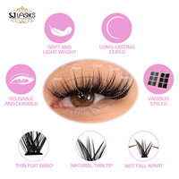 Kit de cils individuels en bouquets pour volume, courbure D, kit DIY avec colle, fixateur et dissolvant