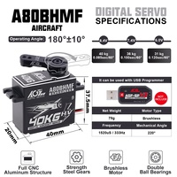 AGFRC CNC 40kg Couple 0.085sec Vitesse Titanium Gear 25T Brushless Digital 4.8-8.4V RC Servo pour avion RC